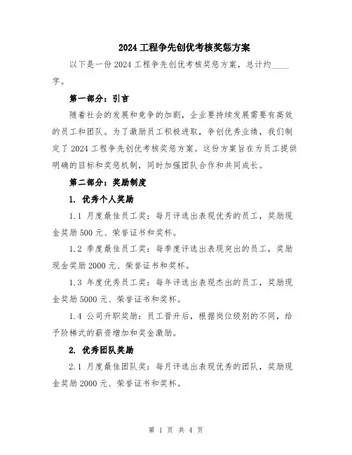 2024工程争先创优考核奖惩方案