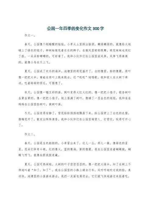 公园一年四季的变化作文300字