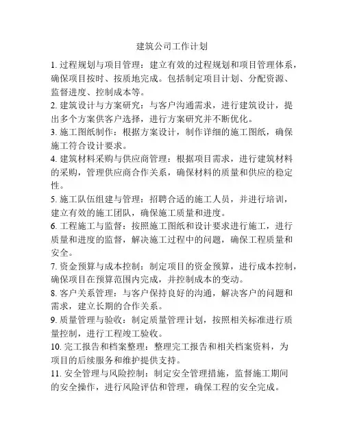建筑公司工作计划