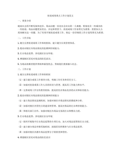 街道戒毒重点工作计划范文