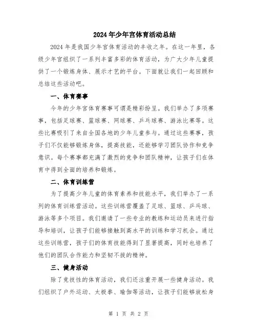 2024年少年宫体育活动总结