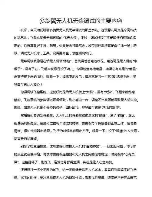 多旋翼无人机无桨调试的主要内容