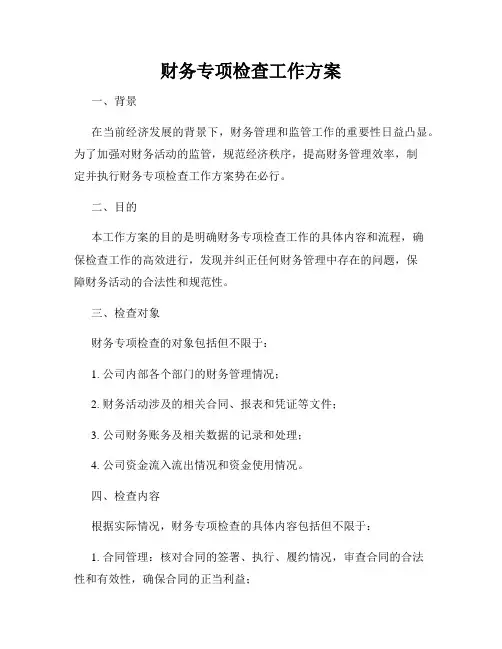 财务专项检查工作方案