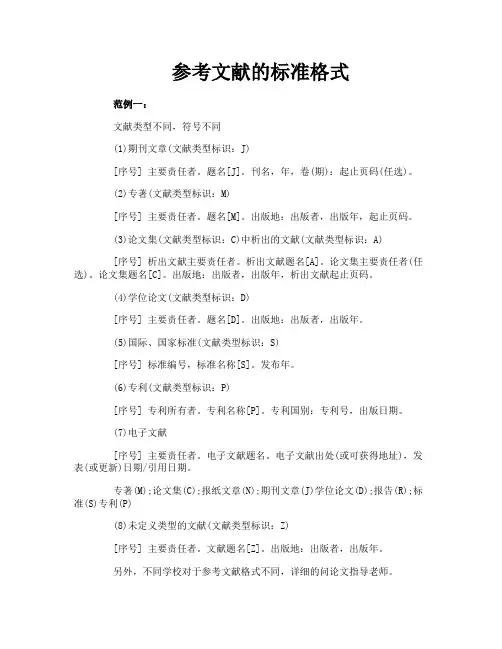 参考文献的标准格式