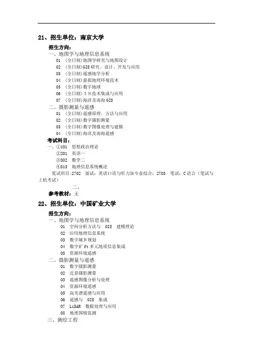 地信考研院校信息