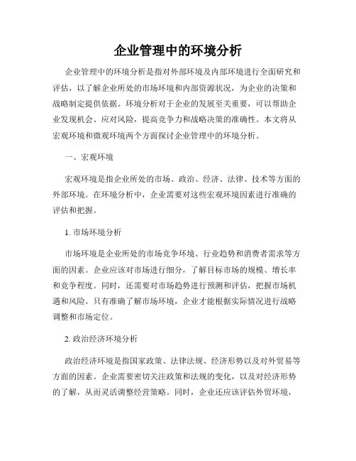 企业管理中的环境分析