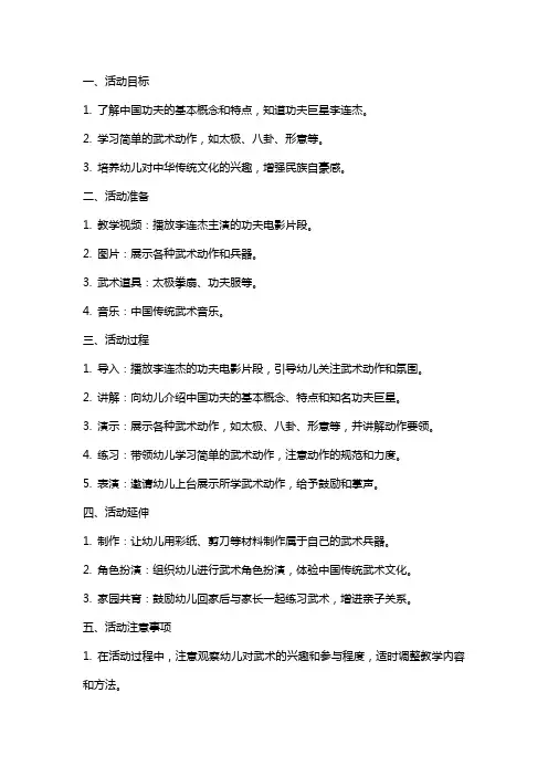 幼儿园大班综合活动《中国功夫》教案