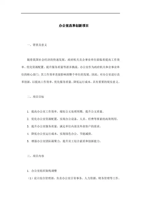 办公室改革创新项目
