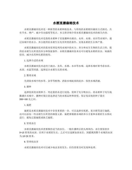 水稻直播栽培技术
