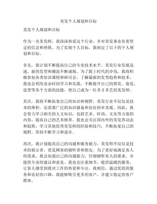 美发个人规划和目标