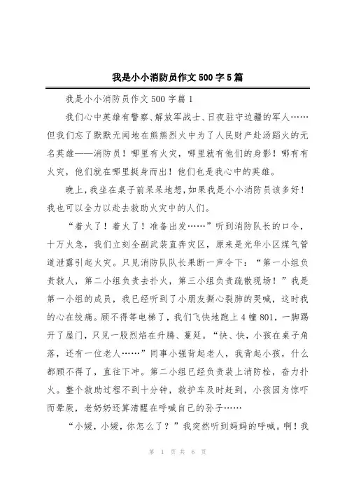我是小小消防员作文500字5篇