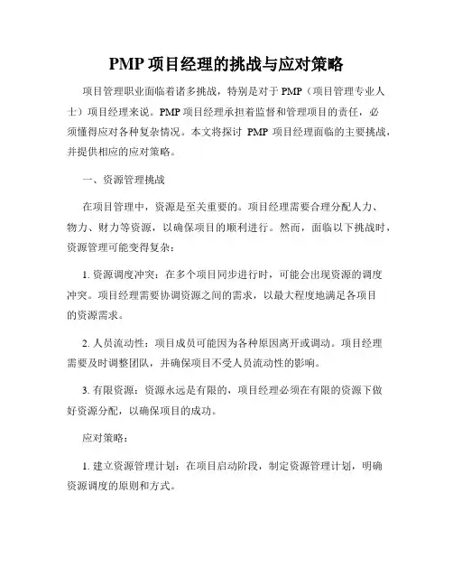 PMP项目经理的挑战与应对策略
