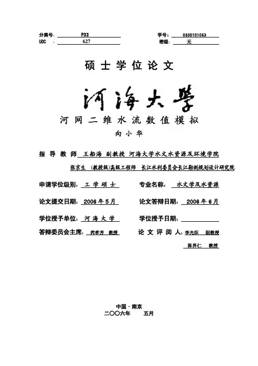河网二维水流数值模拟