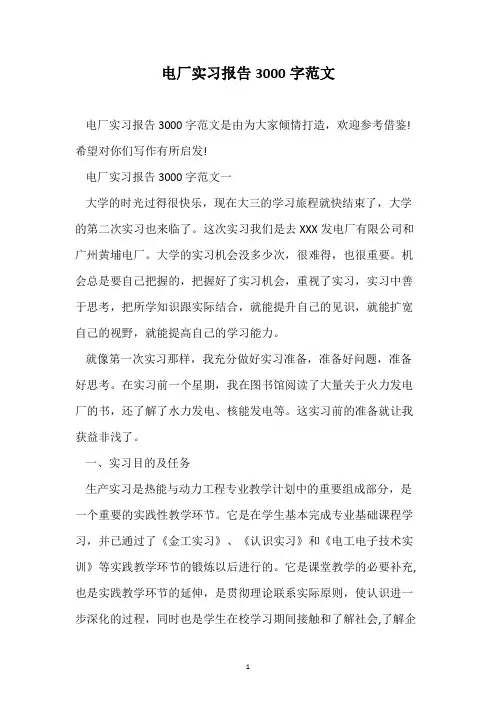 电厂实习报告3000字范文