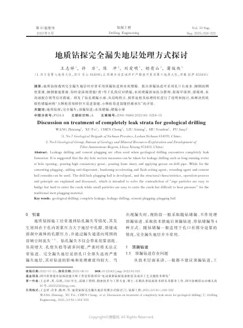 地质钻探完全漏失地层处理方式探讨
