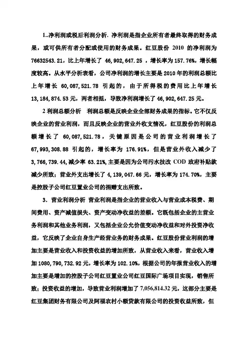 利润表水平分析表