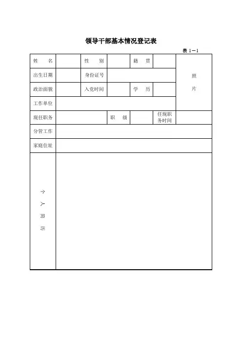干部廉政档案表格