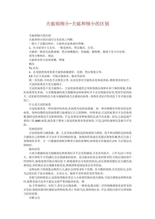 犬瘟病细小-犬瘟和细小的区别