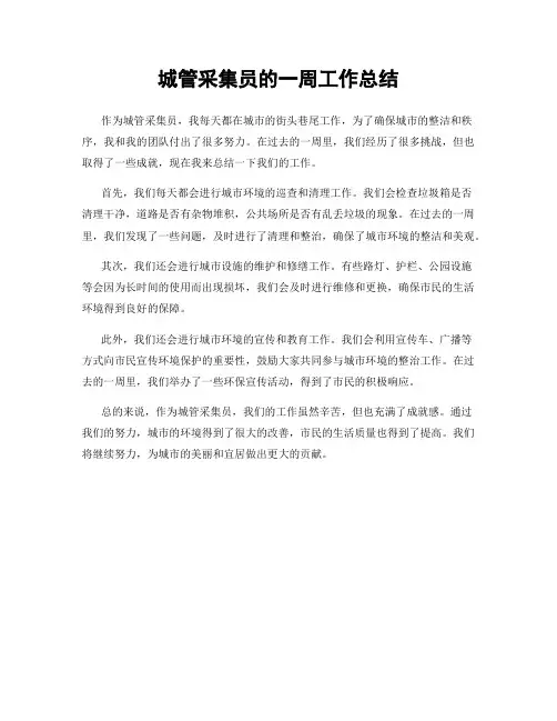 城管采集员的一周工作总结