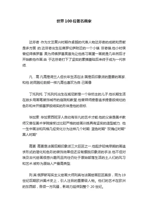 世界100位著名画家