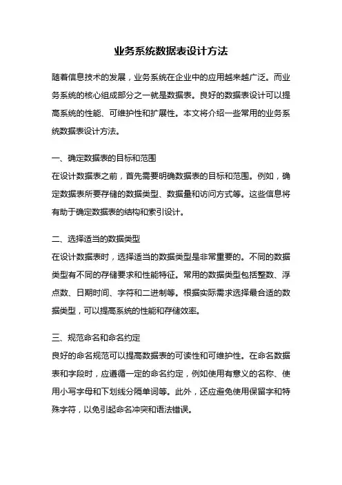 业务系统数据表设计方法