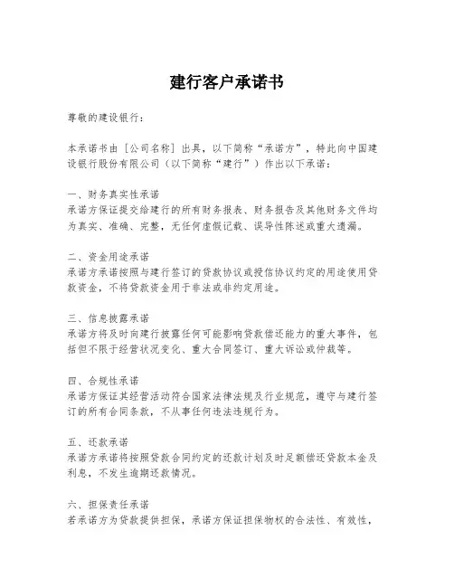 建行客户承诺书