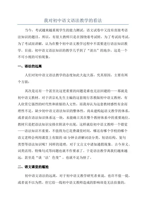 我对初中语文语法教学的看法