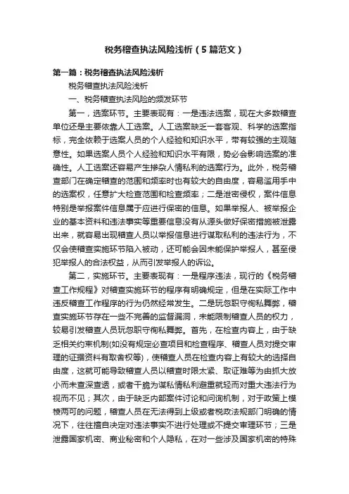 税务稽查执法风险浅析（5篇范文）