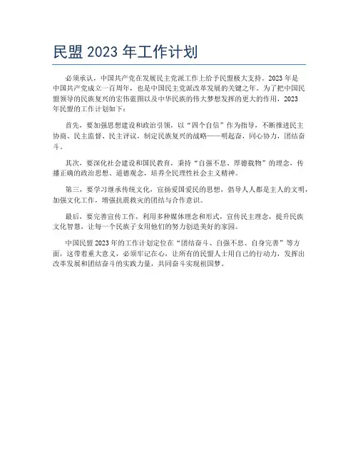 民盟2023年工作计划