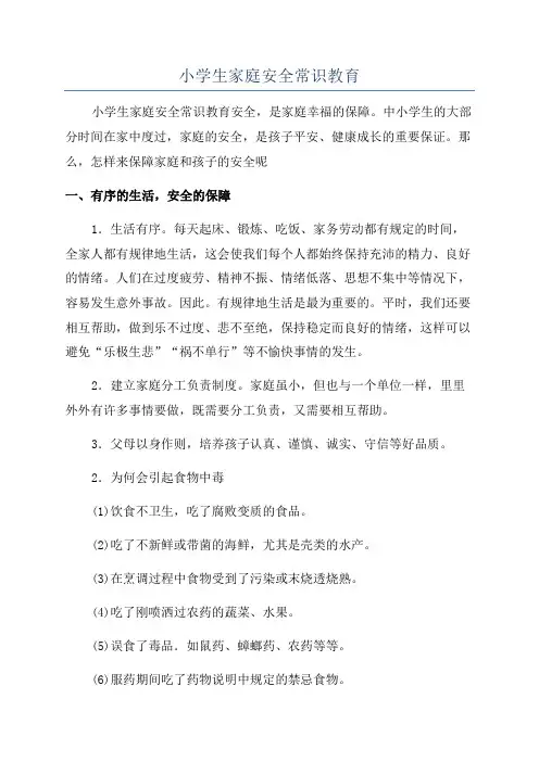 小学生家庭安全常识教育