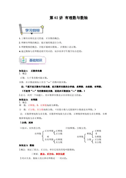 七年级数学 第02讲 有理数与数轴(解析版)
