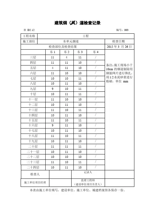 烟检查记录表