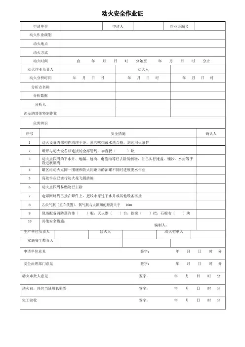 八大特殊作业票证