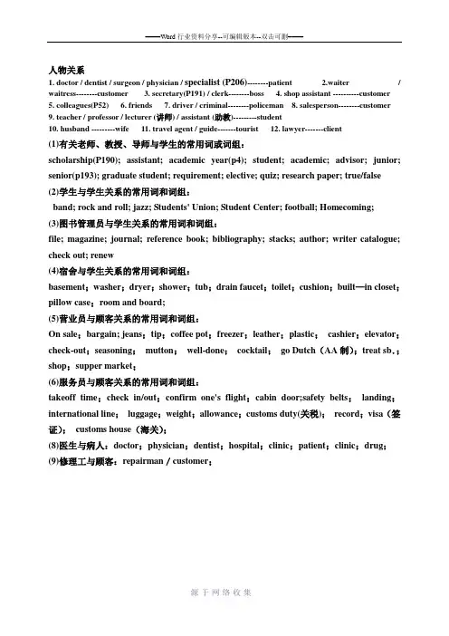 听力常见人物关系词语表