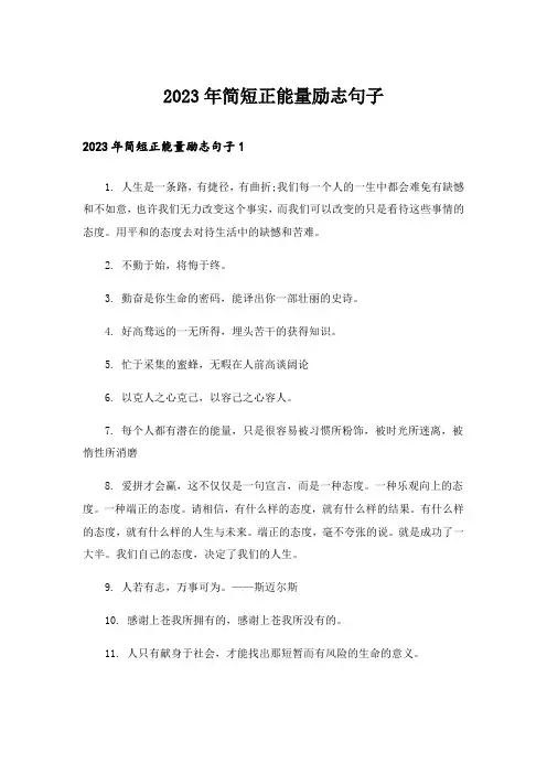 2023年个性_简短正能量励志句子