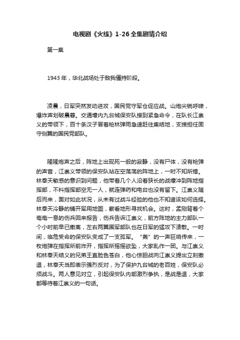 电视剧《火线》1-26全集剧情介绍
