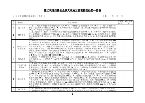 施工现场质量安全及文明施工管理检查处罚
