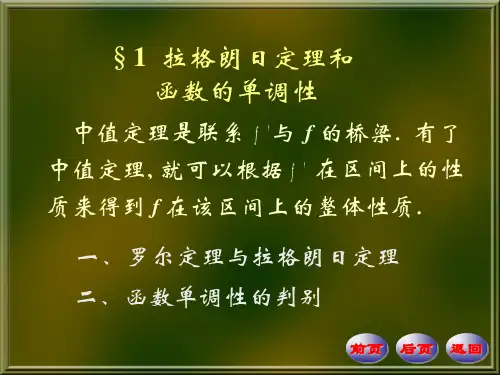 拉格朗日定理和函数的单调性-资料