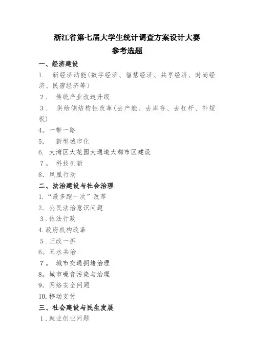 统计调查设计大赛参考选题.doc
