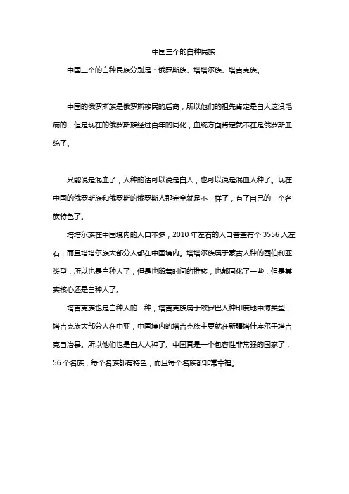 中国三个的白种民族