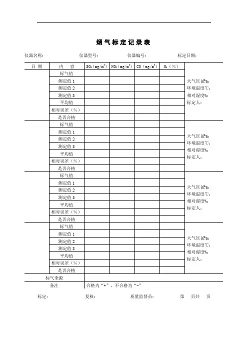 烟气标定记录表