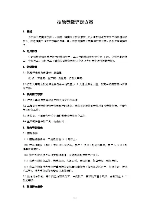 员工技能等级评定方案15564