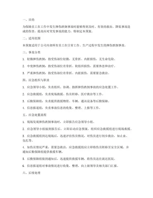摔伤跌倒的应急预案