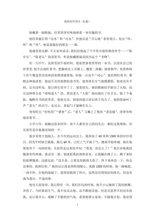 我的同学男生(8篇)