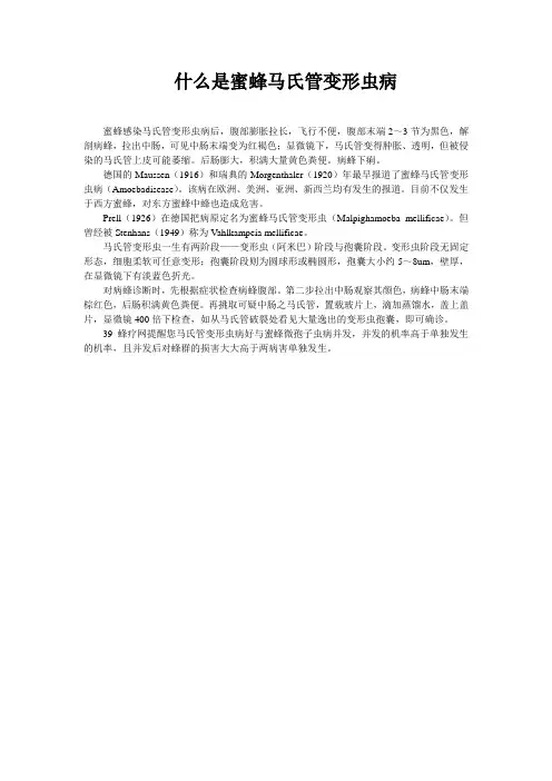 什么是蜜蜂马氏管变形虫病
