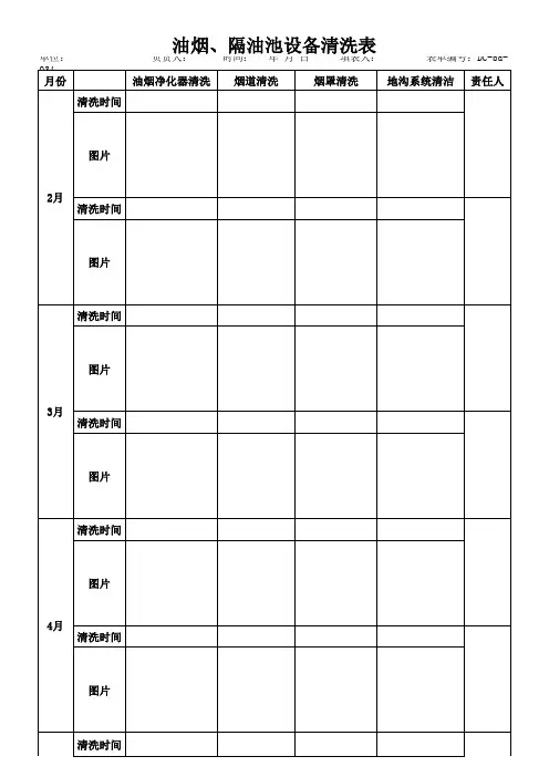 食堂油烟、隔油设备清洗记录