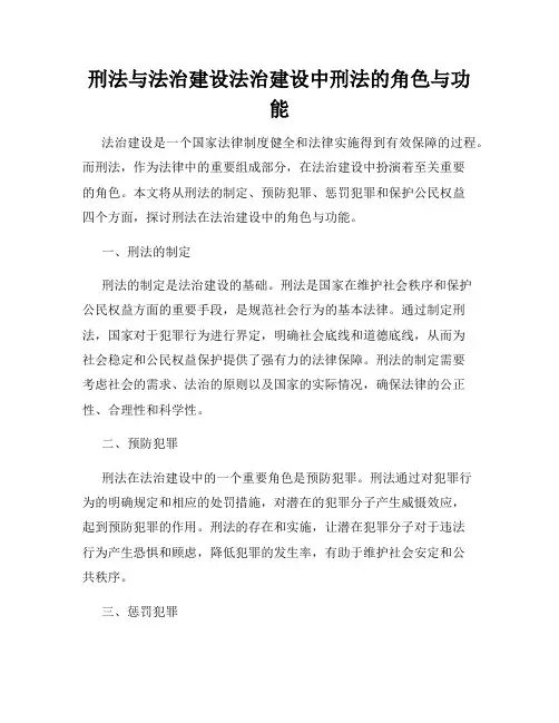 刑法与法治建设法治建设中刑法的角色与功能