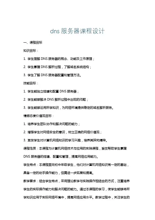 dns服务器课程设计