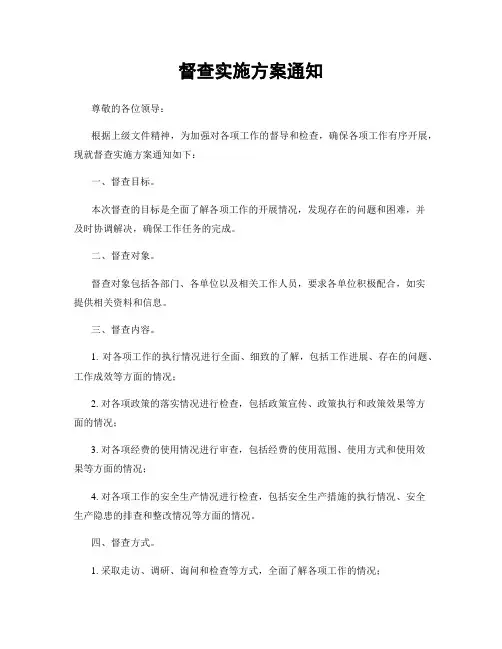 督查实施方案通知