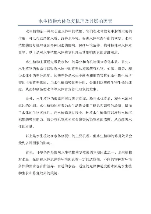 水生植物水体修复机理及其影响因素